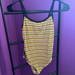 Forever 21 Yellow Striped Leotard